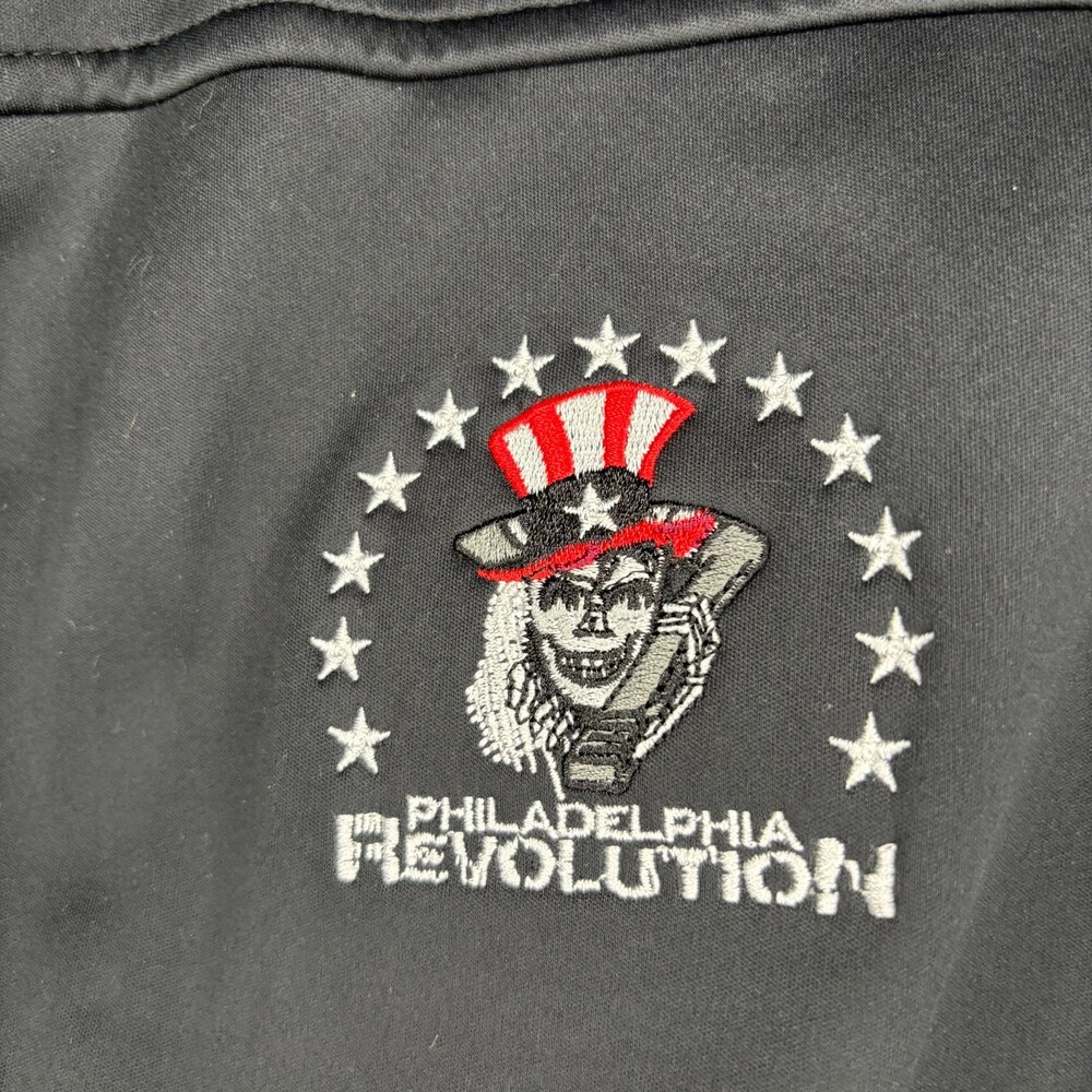 PHILADELPHIA REVOLUTION Full Zip Fleece Lined Jacket Mens XL Black Red THF - Picture 9 of 10